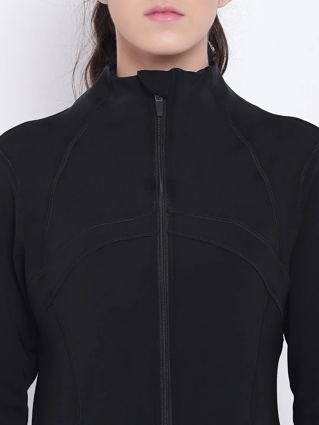 Women Black Sports Sporty Jacket