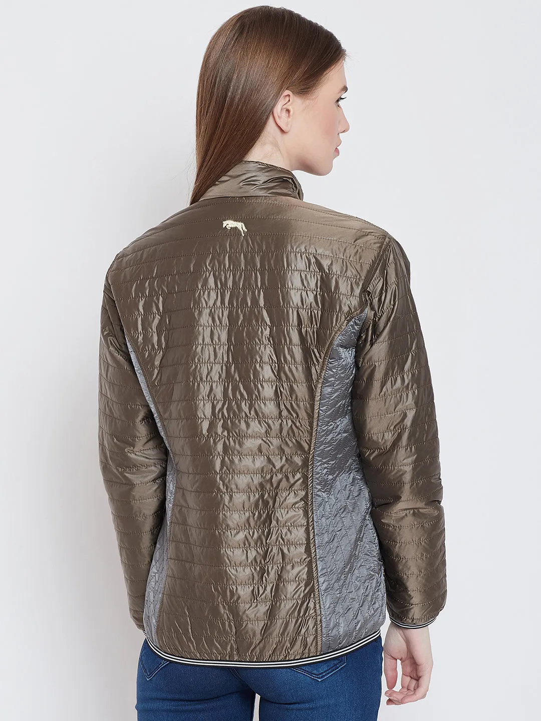 Women Casual Copper Quilted Jacket