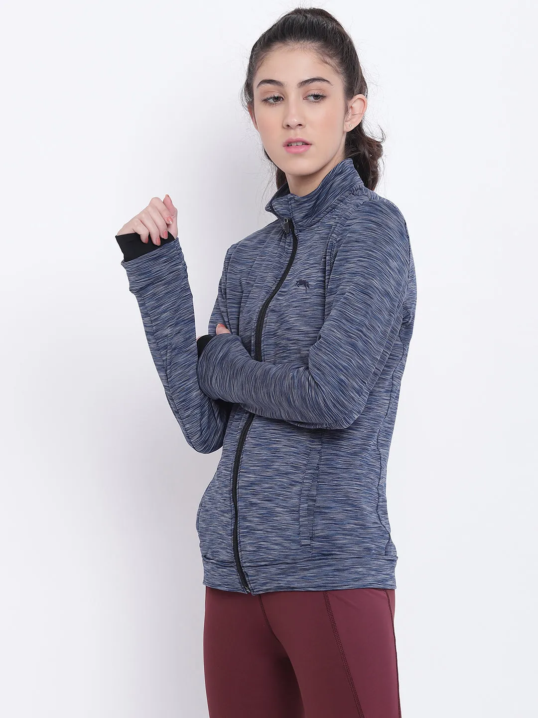 Women Navy Blue Sports Sporty Jacket