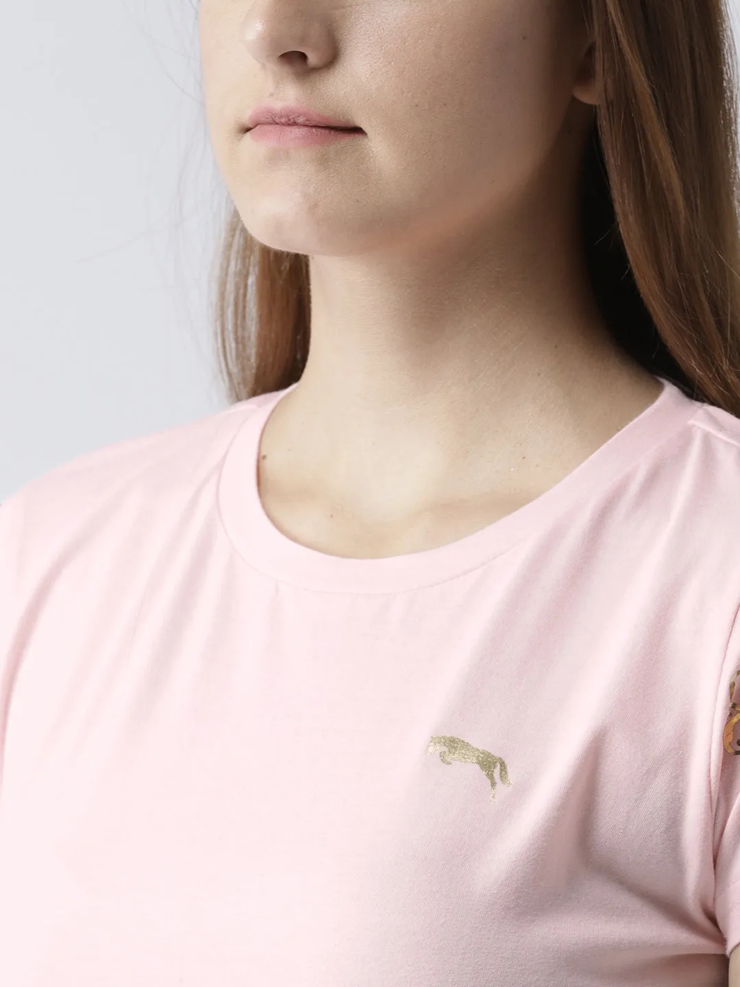 Women Solid Pink T-Shirt