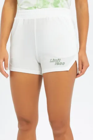 Women White Running Short