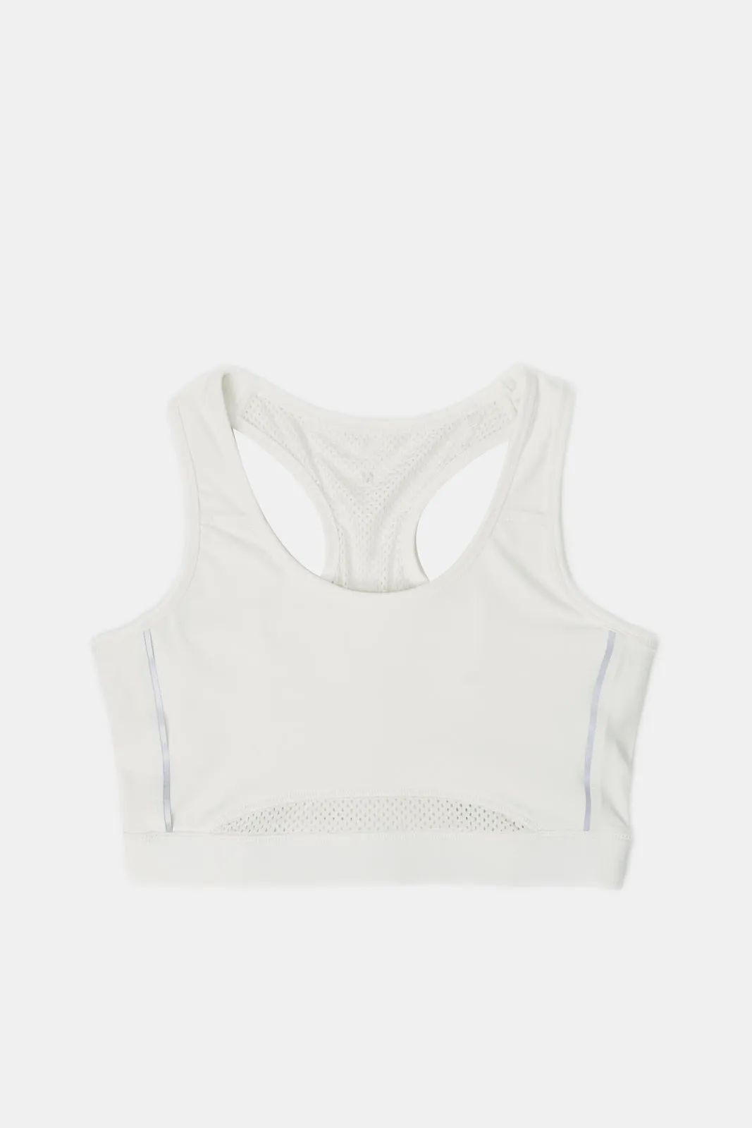 Women White Sports Bra With Reflector