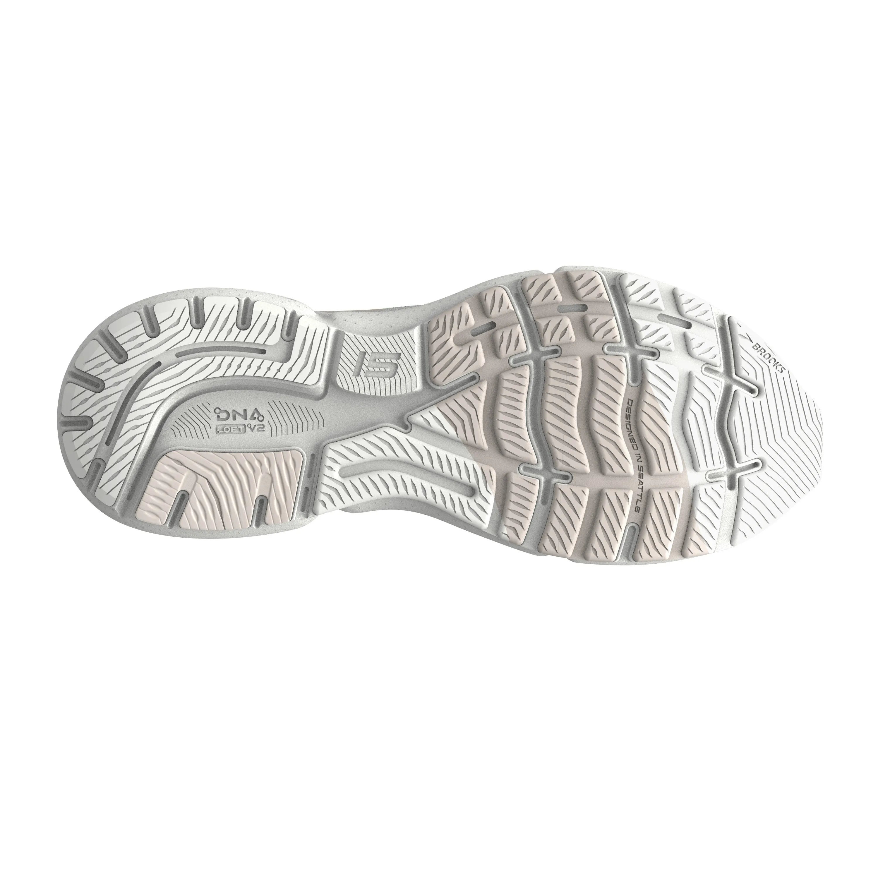 Women's Brooks Ghost 15 1203801B189 Color: White/ Crystal Grey/ Glass