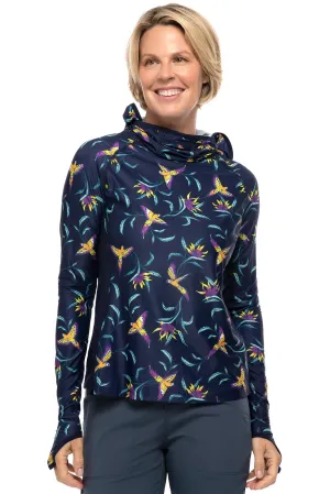 Women's Paros Sailing Hoodie  |  Navy Birds of Paradise