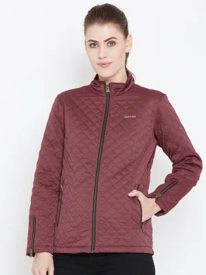 Womens Solid Wine Quilted Jacket