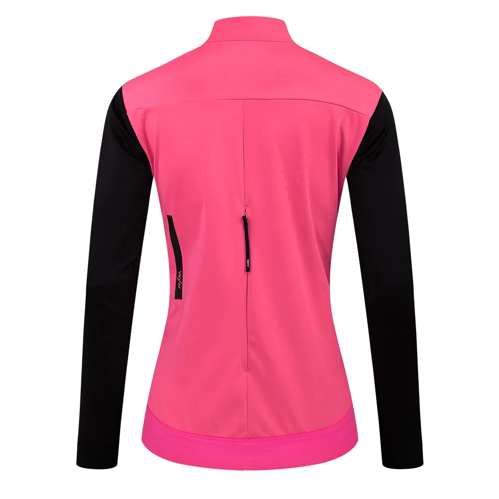 YKYW 2024 Autumn Winter Women's Pro Windproof Waterproof Cycling Jacket YKK Double Zipper Cycling Jersey Sports Windbreaker Pink Red Black Color Bike Tops