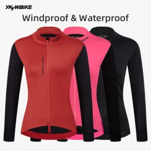 YKYW 2024 Autumn Winter Women's Pro Windproof Waterproof Cycling Jacket YKK Double Zipper Cycling Jersey Sports Windbreaker Pink Red Black Color Bike Tops